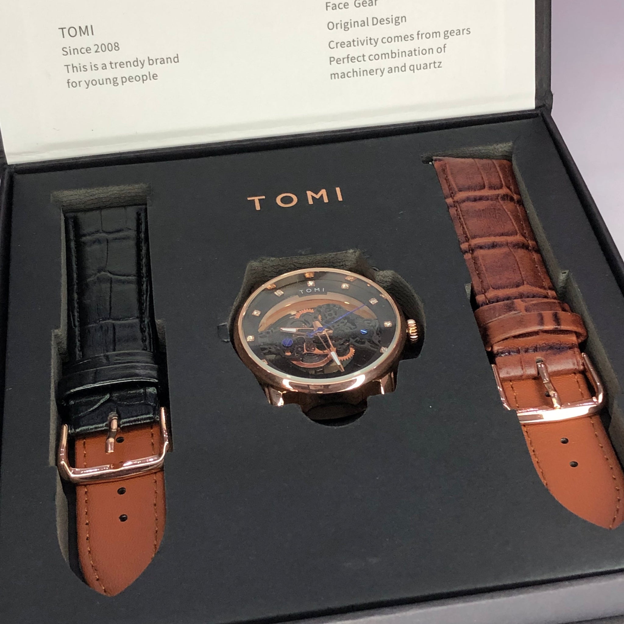 TOMI T-102 Face Gear Dual Strap Luxury Watch