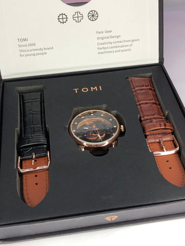 TOMI T-102 Face Gear Dual Strap Luxury Watch